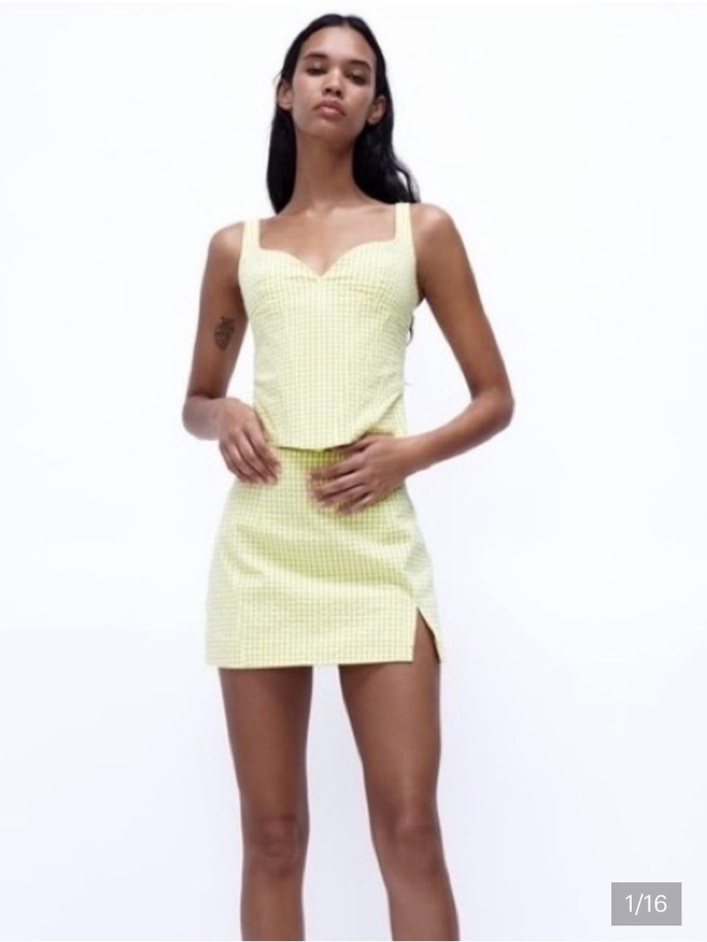 Zara Green Gingham Coord Set Size Small